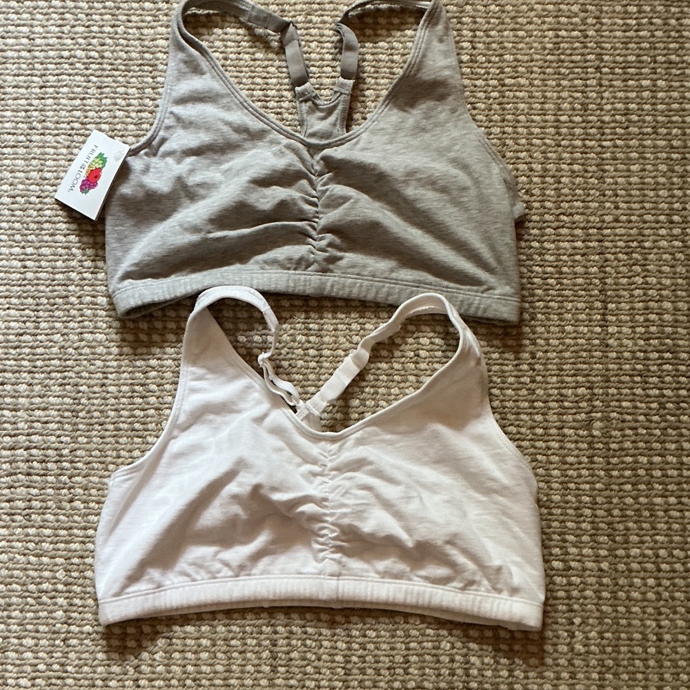 Wireless Racerback Bralette Set in Light Gray and White